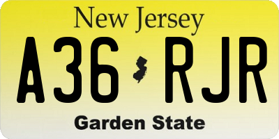 NJ license plate A36RJR