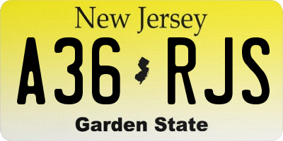 NJ license plate A36RJS