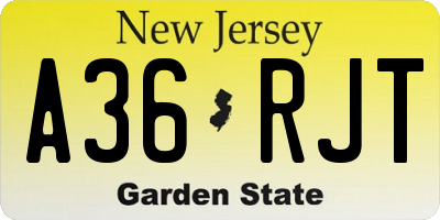 NJ license plate A36RJT