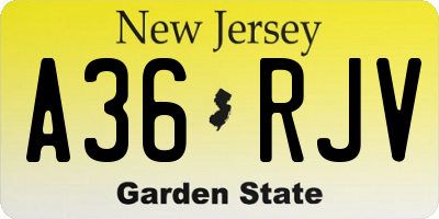 NJ license plate A36RJV