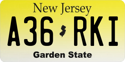 NJ license plate A36RKI
