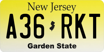 NJ license plate A36RKT
