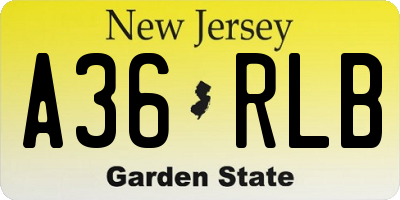 NJ license plate A36RLB