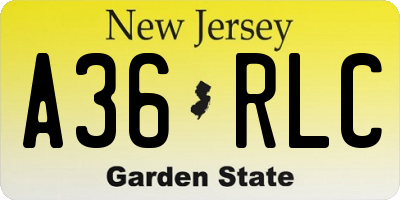 NJ license plate A36RLC