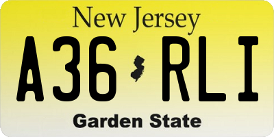 NJ license plate A36RLI
