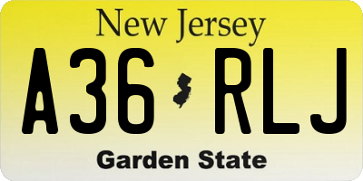 NJ license plate A36RLJ