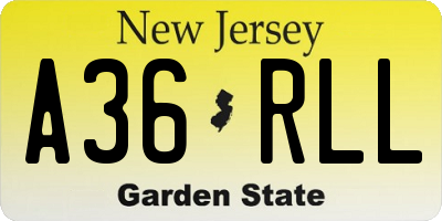 NJ license plate A36RLL