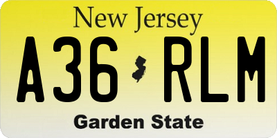 NJ license plate A36RLM