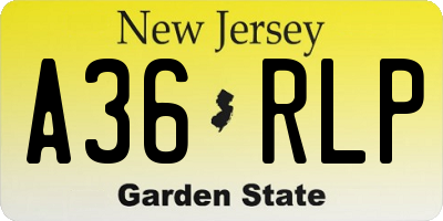 NJ license plate A36RLP