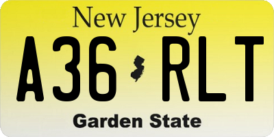 NJ license plate A36RLT