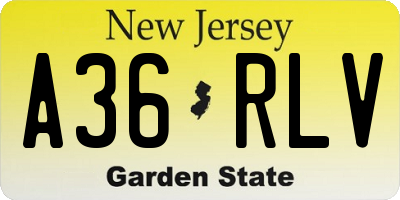 NJ license plate A36RLV