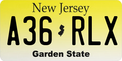 NJ license plate A36RLX