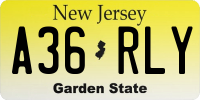 NJ license plate A36RLY