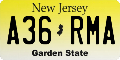 NJ license plate A36RMA