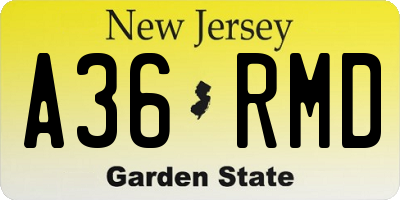 NJ license plate A36RMD
