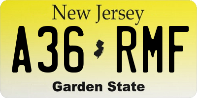 NJ license plate A36RMF