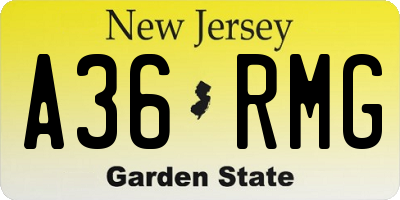NJ license plate A36RMG