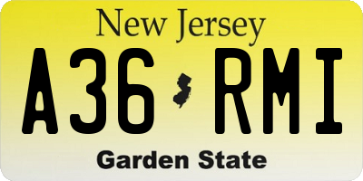 NJ license plate A36RMI