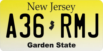 NJ license plate A36RMJ