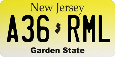 NJ license plate A36RML