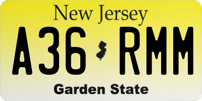 NJ license plate A36RMM
