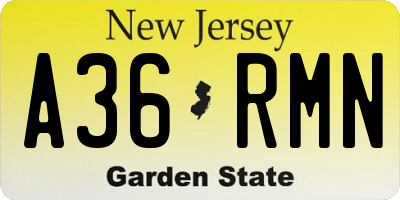 NJ license plate A36RMN