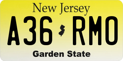 NJ license plate A36RMO