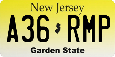 NJ license plate A36RMP