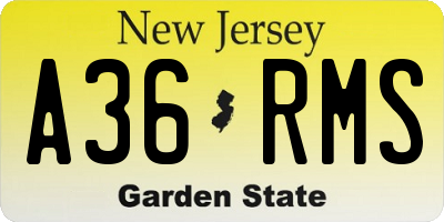 NJ license plate A36RMS