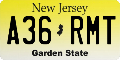 NJ license plate A36RMT