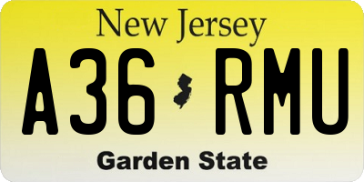 NJ license plate A36RMU