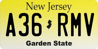 NJ license plate A36RMV