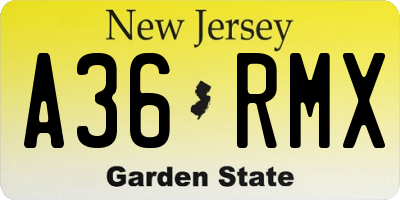 NJ license plate A36RMX
