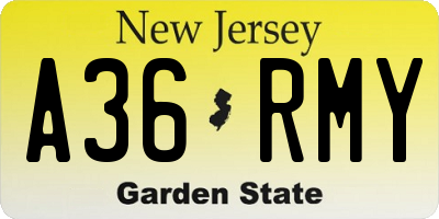 NJ license plate A36RMY