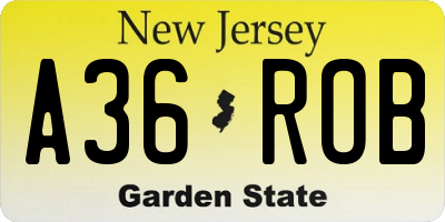 NJ license plate A36ROB