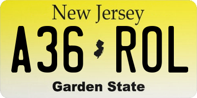 NJ license plate A36ROL