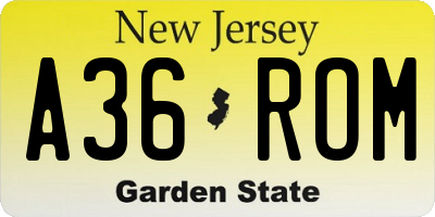 NJ license plate A36ROM