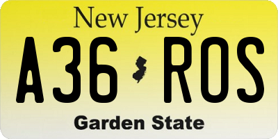 NJ license plate A36ROS