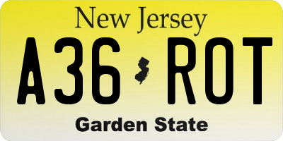 NJ license plate A36ROT