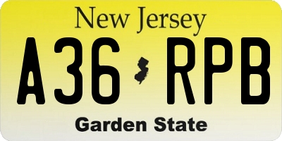 NJ license plate A36RPB