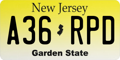 NJ license plate A36RPD