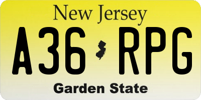 NJ license plate A36RPG