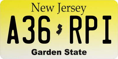 NJ license plate A36RPI