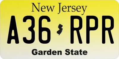 NJ license plate A36RPR
