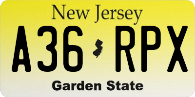 NJ license plate A36RPX