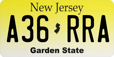 NJ license plate A36RRA