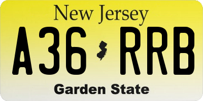 NJ license plate A36RRB