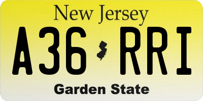 NJ license plate A36RRI