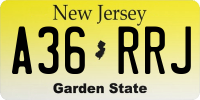 NJ license plate A36RRJ