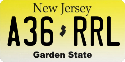 NJ license plate A36RRL